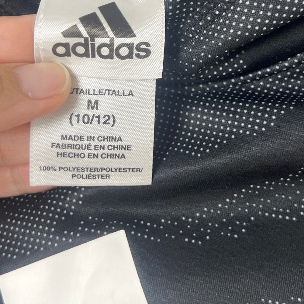 Adidas Kids Black White Hooded Sweatshirt Sporty Athletic Boys Medium Comfy - Picture 3 of 5